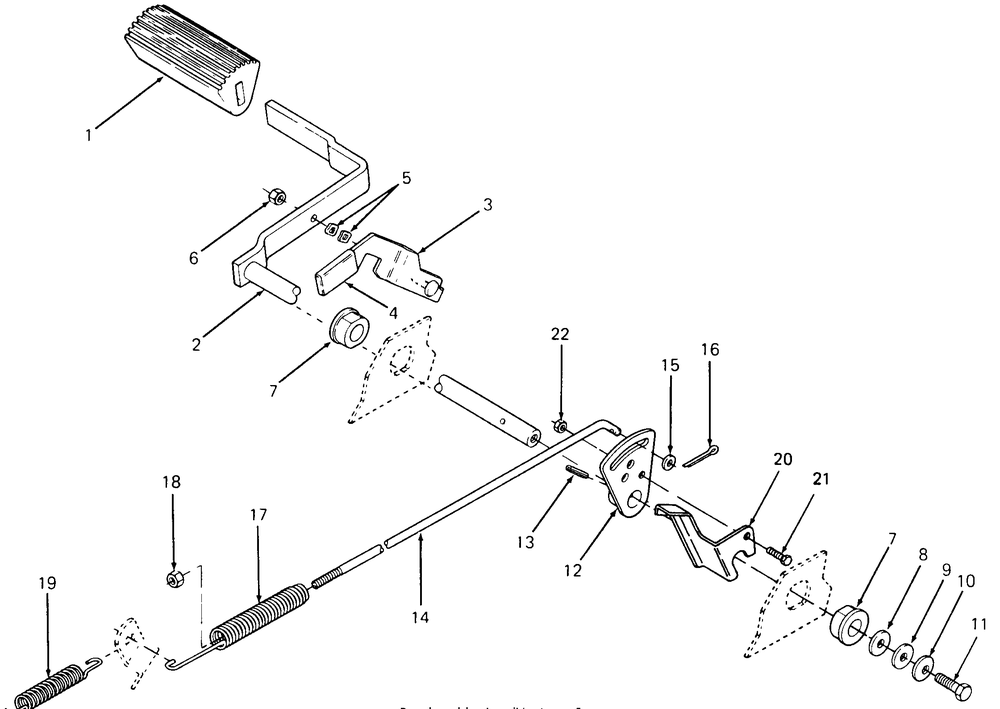 Brake Pedal And Connections Diagram and Parts List for 1015 126001-207400-130200100-131200D100-138200100-139200100 Cub Cadet Lawn Tractor